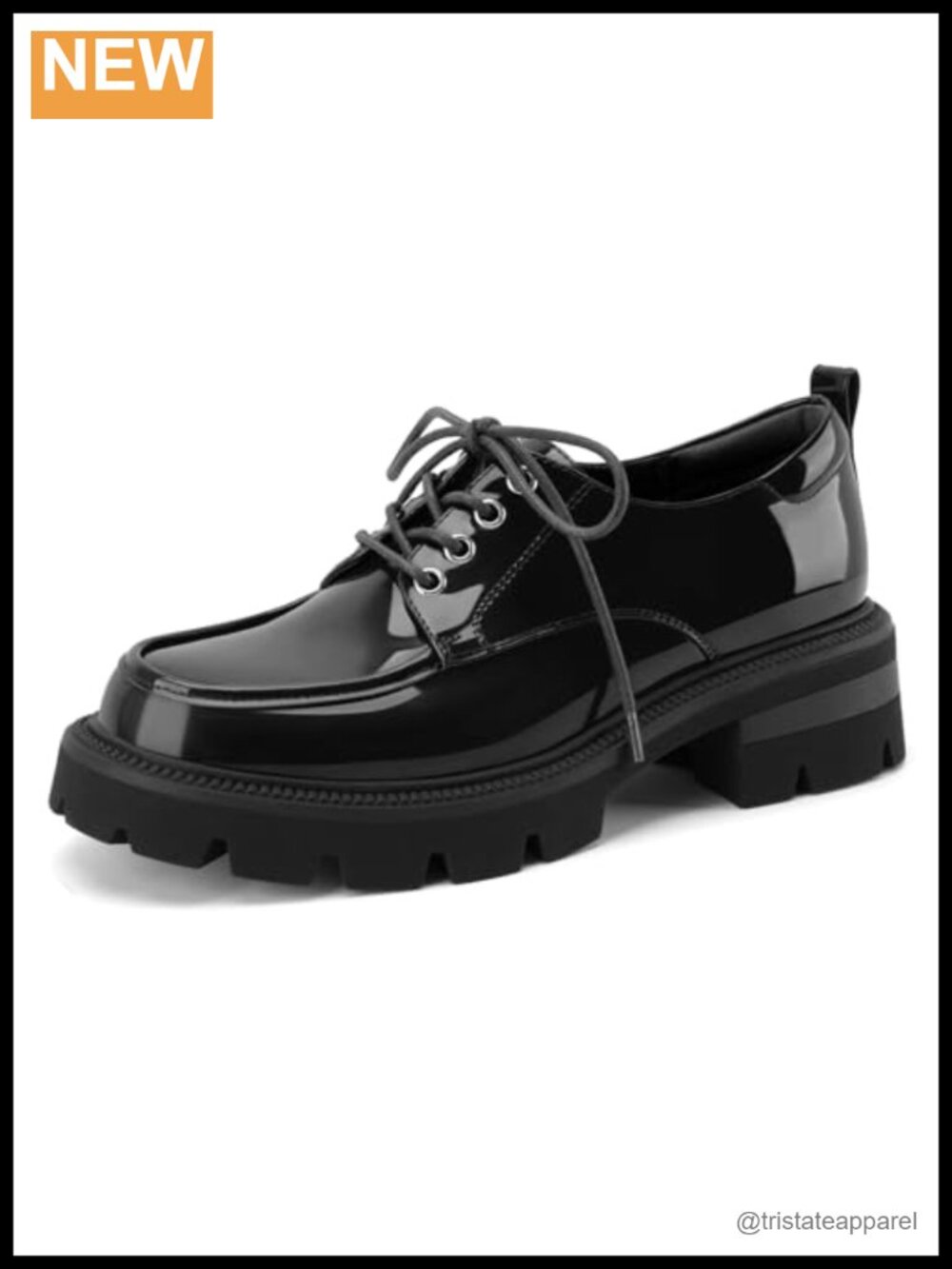 Women's Patent Leather Platform Oxford Heels Lace Up